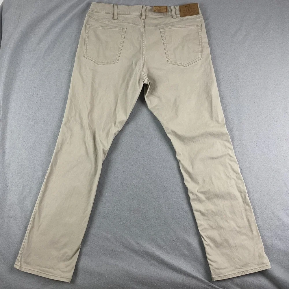 Polo Ralph Lauren Mens 36x32 Varick Slim Straight Sateen Pants beige NWOT